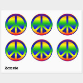Rainbow Gradient Peace Symbol und Blackground Runder Aufkleber (Blatt)