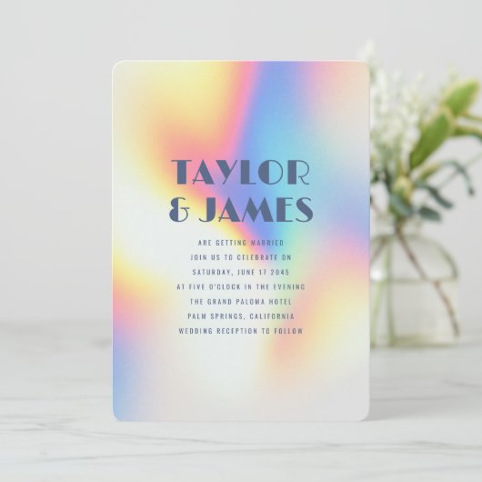 Rainbow Gradient QR Code Bold Modern Wedding Einladung (Stehend Vorderseite)