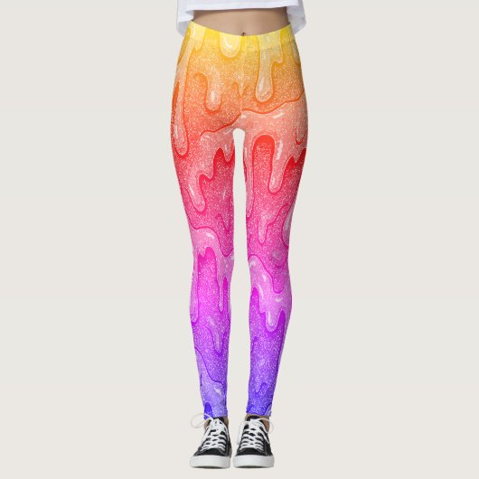 Rainbow Gradient Slime Tropfen Leggings (Vorderseite)