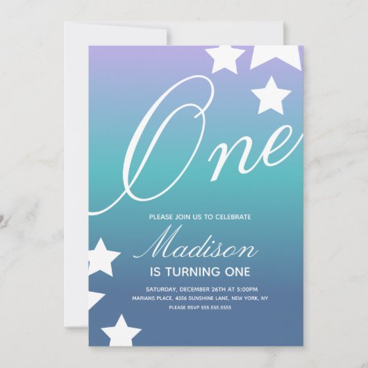 Rainbow Gradient Stars Jegliche farbige Einladung (Vorderseite)