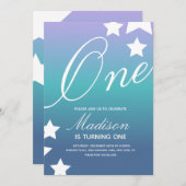 Rainbow Gradient Stars Jegliche farbige Einladung (Vorne/Hinten)