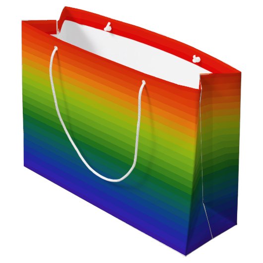 Rainbow Gradient Strichen Große Geschenktüte (Rückseite Schrägansicht)