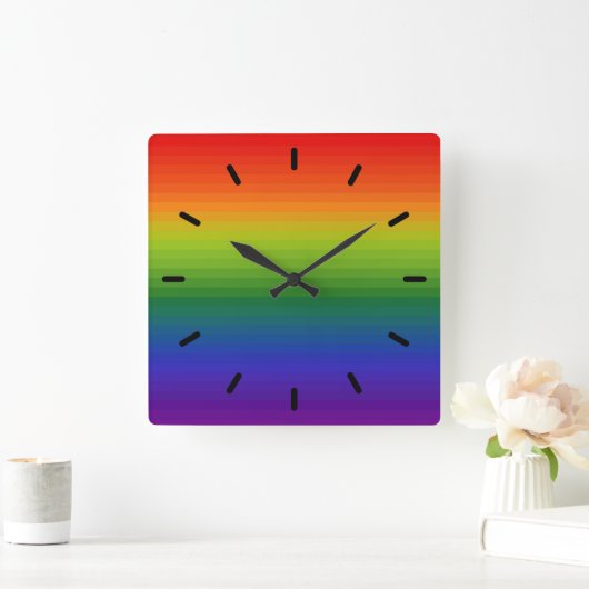 Rainbow Gradient Strichen Quadratische Wanduhr (Zuhause)