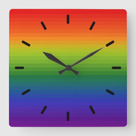 Rainbow Gradient Strichen Quadratische Wanduhr (Vorderseite)