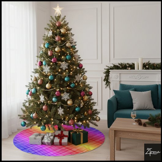 Rainbow Gradient Vertical Plaid Digital Background Polyester Weihnachtsbaumdecke
