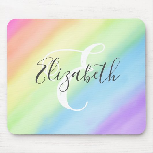 Rainbow Gradient Watercolor Monogram Name Pastell Mousepad (Vorne)