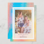 Rainbow Gradient Weihnachts-Weihnachtsfotokarte Einladung (Vorne/Hinten)