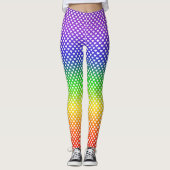 Rainbow Gradient White Heart Pattern Leggings (Vorderseite)