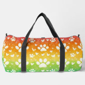Rainbow Gradient White Paw Print Duffle Bag (Vorderseite)