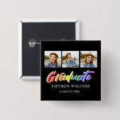 Rainbow Graduate 3 Foto Abschluss Button (Vorne & Hinten)