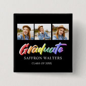 Rainbow Graduate 3 Foto Abschluss Button (Vorderseite)