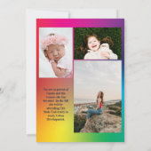 Rainbow Graduation Foto Announcement Einladung (Rückseite)