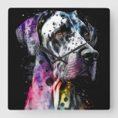 Rainbow Great Dane Quadratische Wanduhr (Vorderseite)