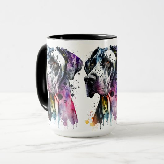 Rainbow Great Dane Tasse (Vorderseite Links)