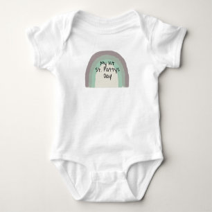 Rainbow Green Ombre Painting Baby Bodysuit Baby Strampler