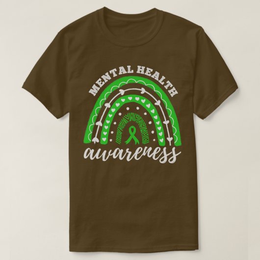 Rainbow Green Ribbon Mental Health Awareness6108 T-Shirt (Design vorne)