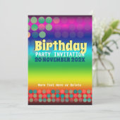 Rainbow Groovy Birthday Party Einladung (Stehend Vorderseite)