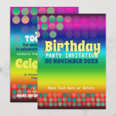 Rainbow Groovy Birthday Party Einladung (Vorne/Hinten)
