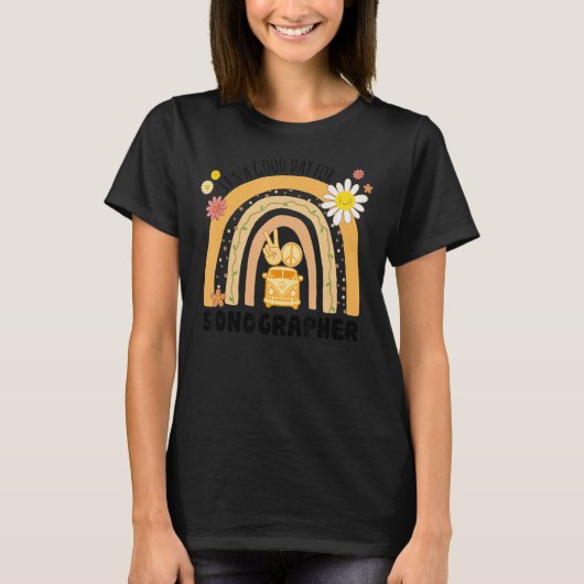 Rainbow Groovy Peace Sonographer Vintag T-Shirt (Vorderseite)