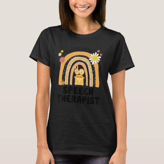 Rainbow Groovy Peace Speech Therapist Vintag T-Shirt (Vorderseite)