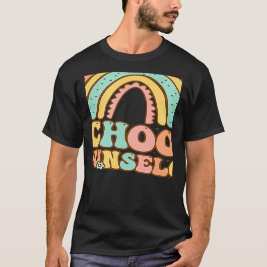 Rainbow Groovy School Counselor Guidance Teacher S T-Shirt (Vorderseite)