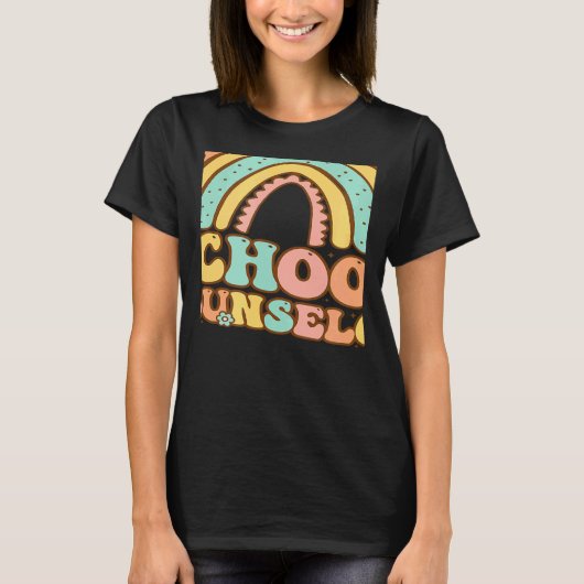 Rainbow Groovy School Counselor Guidance Teacher S T-Shirt (Vorderseite)