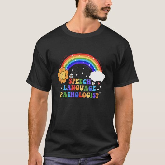 Rainbow Groovy Smile Blume Retro SLP RedeThera T-Shirt (Vorderseite)