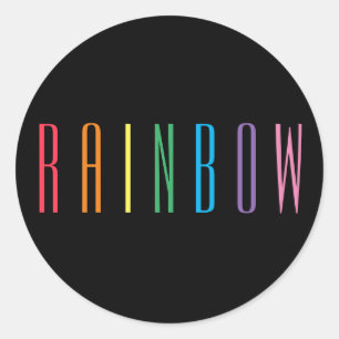 RAINBOW große runde Sticker / schwarz