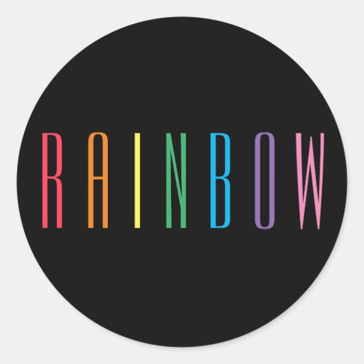 RAINBOW große runde Sticker / schwarz (Vorderseite)