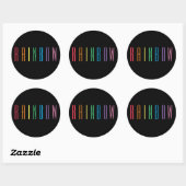 RAINBOW große runde Sticker / schwarz (Blatt)