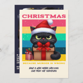 Rainbow Grunge Funny Cat Retro Christmas Photo Feiertagskarte