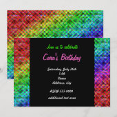 Rainbow Grunge Halftone Party Club Einladung (Vorne/Hinten)