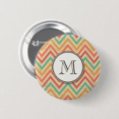 Rainbow Grunge Zigzag Chevrons Button (Vorne & Hinten)