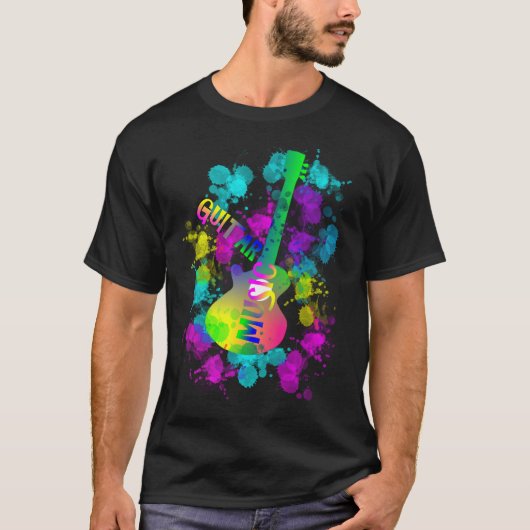 Rainbow Guitar Music Themed T-Shirt (Vorderseite)