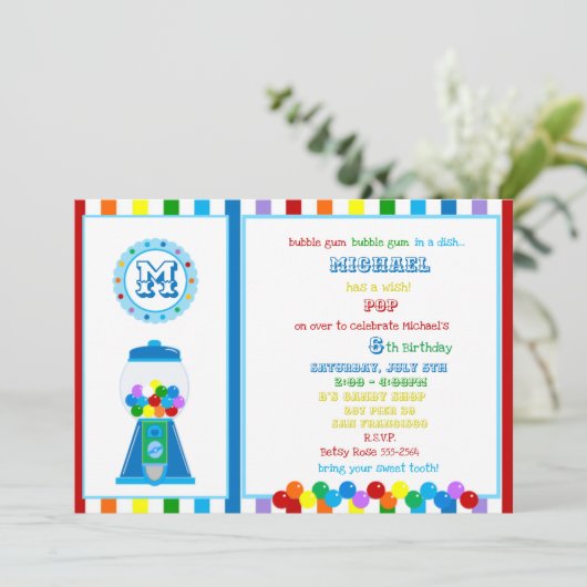 Rainbow Gumball-Party Einladung (Stehend Vorderseite)