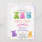 Rainbow Gummy Bear candy Invitation Einladung (Vorderseite)
