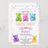 Rainbow Gummy Bear candy Invitation Einladung (Vorne/Hinten)