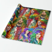 Rainbow haar Goddess men Damen Fantasy Art Geschenkpapier (Ungerollt)