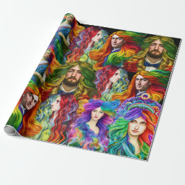 Rainbow haar Goddess men Damen Fantasy Art Geschenkpapier