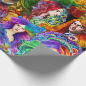 Rainbow haar Goddess men Damen Fantasy Art Geschenkpapier (Ecke)