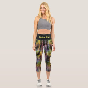 Rainbow-Hahnentrittmuster-Muster Capri Leggings