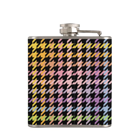 Rainbow-Hahnentrittmuster-Muster Flachmann (Rückseite)