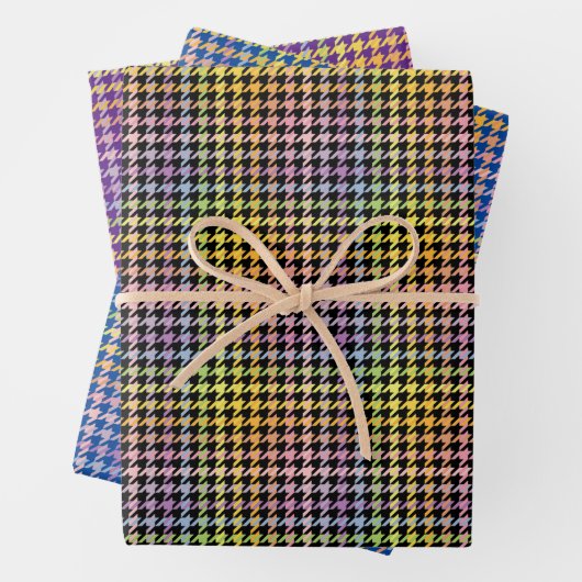 Rainbow-Hahnentrittmuster-Muster Geschenkpapier Set (Beispiel)