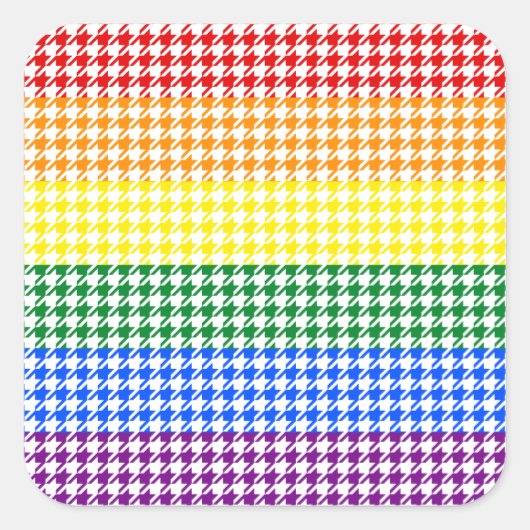 Rainbow Hahnentrittmuster Quadratischer Aufkleber (Vorderseite)