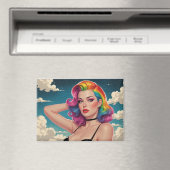 Rainbow Hair Button-Up Cloud Hintergrund Magnet (In Situ (Geschirrspüler))