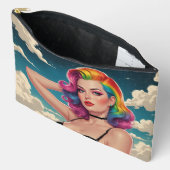 Rainbow Hair Button-Up Cloud Hintergrund Zubehörtasche (Offen)
