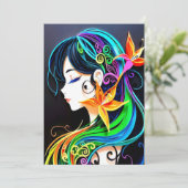 Rainbow Hair Dream Einladung (Stehend Vorderseite)