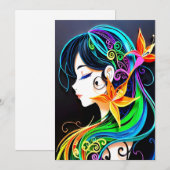 Rainbow Hair Dream Einladung (Vorne/Hinten)