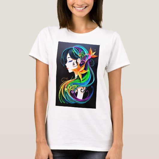 Rainbow Hair Dream. T-Shirt (Vorderseite)