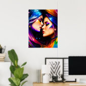 Rainbow Hair Frauen in Liebe Poster (Heimbüro)
